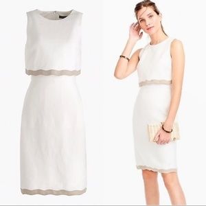 J Crew - White Linen Scallop Dress- NWOT